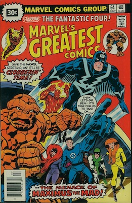 Marvel's Greatest Comics #64 30c Price Variant July, 1976. Starburst Price Flash