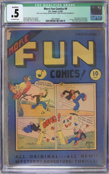 More Fun Comics #9 with a 0.5 Qualified grade