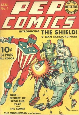 Pep Comics #1. First appearance of The Shield and The Comet. Click for values