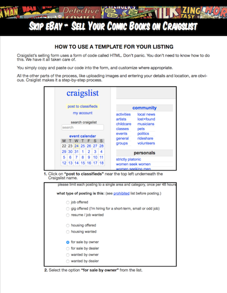 How to Sell Comics on Craigslist eBook