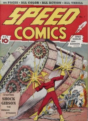 Speed Comics #1: Origin and First Appearance, Shock Gibson. Click for values