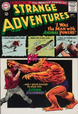 Origin and First Appearance, Animal Man, Strange Adventures #180, DC Comics, 1965. Click for values