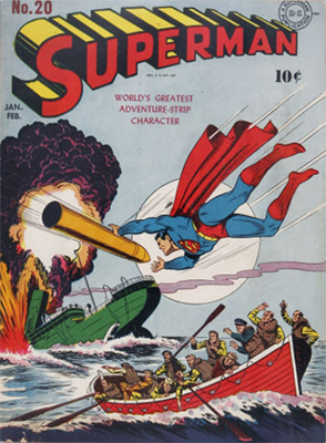 Superman #20: classic WWII cover. Click for values