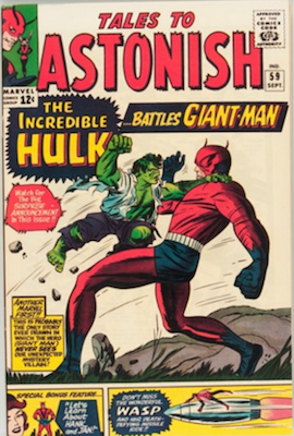 Tales to Astonish #59: Hulk vs Giant-Man, First Hulk Appearance in Title. Click for value