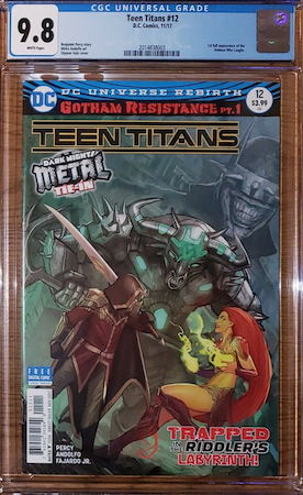 100 Hot Comics #84: Teen Titans 12, 1st Appearance of Batman Who Laughs. Look for CGC 9.8. Click to buy a copy at Goldin