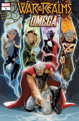 War of the Realms: Omega #1: Jane Foster's first appearance as Valkrye. Click to buy
