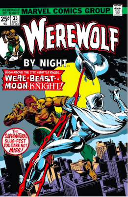 Werewolf by Night #33: Second Moon Knight appearance. Click to find a copy at Goldin