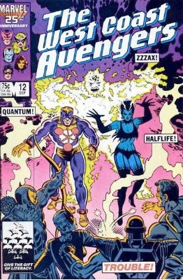 Origin and First Appearance, Halflife, West Coast Avengers vol.2 #12, Marvel Comics, 1986. Click for value