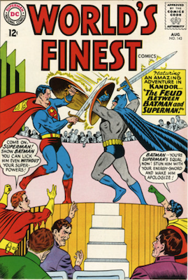 World's Finest #143: Batman and Robin team up with Nightwing and Flamebird. Click for values.