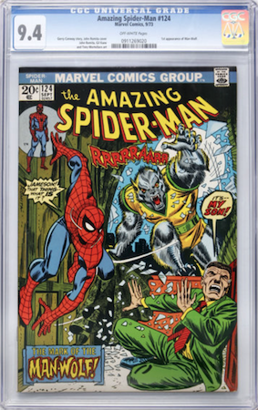 Amazing Spider-Man #124 is very common in low-to-mid grades. We recommend a crisp CGC 9.4 with white pages. Click to buy a copy from Goldin