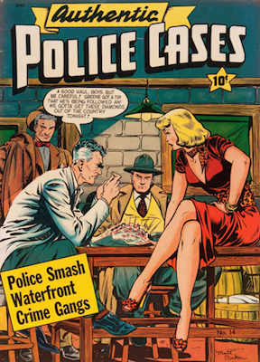 Authentic Police Cases #14: classic Matt Baker cover art. Click for values