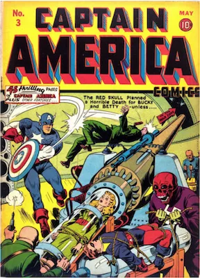 Captain America Comics #3: Classic Red Skull cover; Stan Lee's first work for Marvel. Click for values