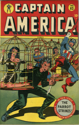 Captain America Comics #63: Origin and First Appearance of Asbestos Lady (in Human Torch story). Click for current values.