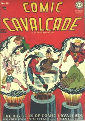 Comic Cavalcade #29: Last superhero issue; second computer in comics story. Click for current values.