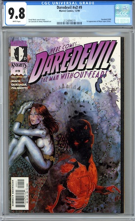 Daredevil 9 1999: Marvel Knights. Best purchased as a CGC 9.8 with White pages. Click to buy a copy from Goldin
