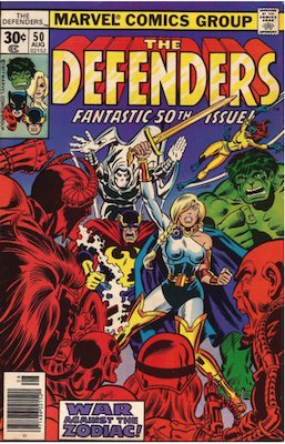 Defenders #50; Moon Knight appearance. Click for values.