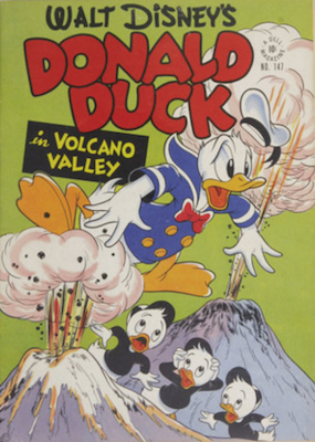 Four Color #147: Donald Duck in Volcano Valley by Carl Barks. Click for values.