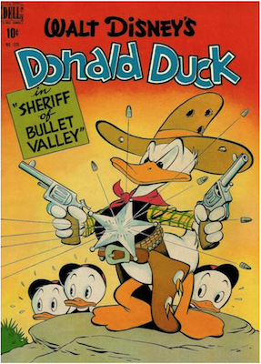 Four Color #199: Donald Duck in Sheriff of Bullet Valley by Carl Barks. Click for values.