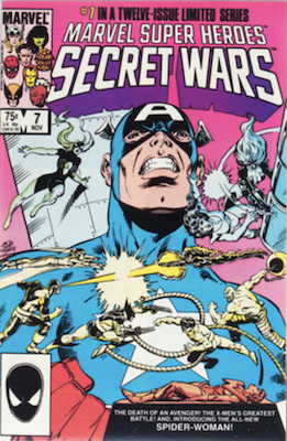 Marvel Super Heroes Secret Wars #7: 1st appearance of the new Spider-Woman (Julia Carpenter). Click for values