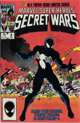 Marvel Super Heroes Secret Wars #8: origin of the Symbiote costume. Click for values