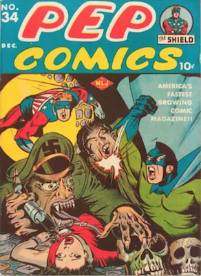 PEP Comics #34: Classic Nazi WWII cover. Click for values