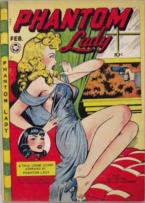 Phantom Lady #16, rare comic book by Matt Baker. Click for values