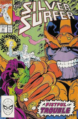 Silver Surfer v3 #44 (1990): 1st Appearance of Infinity Gauntlet. Click for value