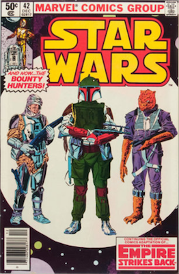 Star Wars #42 newsstand variant, with bar code UPC in bottom left instead of Spider-Man head. Click to buy a copy
