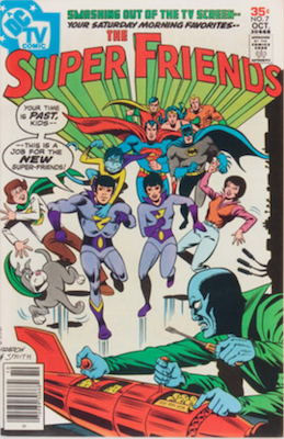 Super Friends #7, 1st Seraph, Godiva, Owl Woman, Impala and Wonder Twins. Click for values