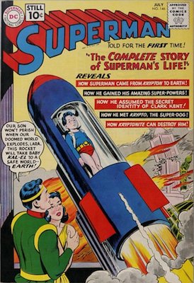 Superman #146: Life story issue. Click for values