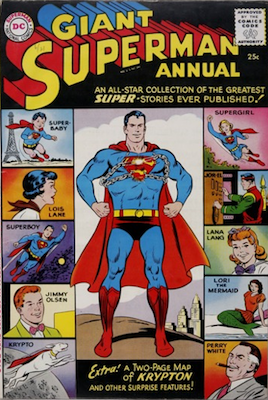 Superman Annual #1: First Silver Age DC Annual. Two page World of Krypton map, DC cover gallery on back cover