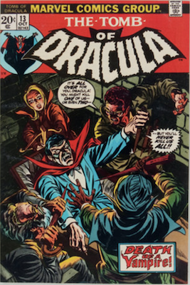 Tomb of Dracula #13, Origin of Blade the Vampire Slayer. Click for values