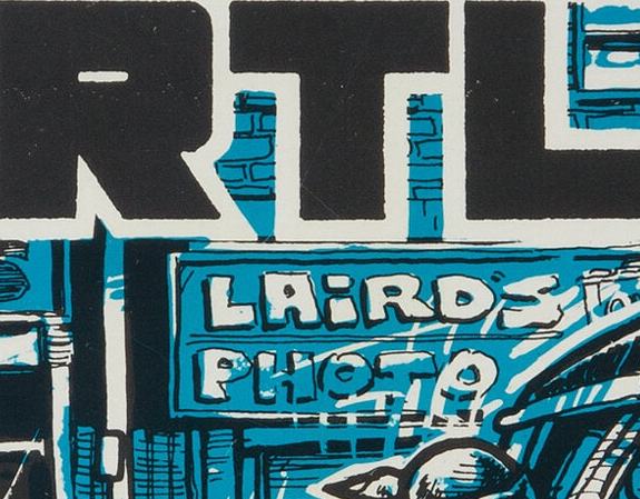 Teenage Mutant Ninja Turtles #3 (1985): Rare "Laird's Photo" Comic Con Variant. Exaggerated white lettering on the sign