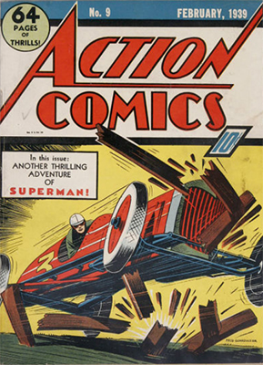 Action Comics #9: no Superman on cover. Click for value