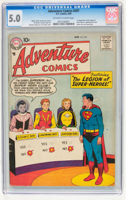 100 Hot Comics: Adventure Comics #247, 1st Legion of Superheroes. Click to buy a copy at Goldin