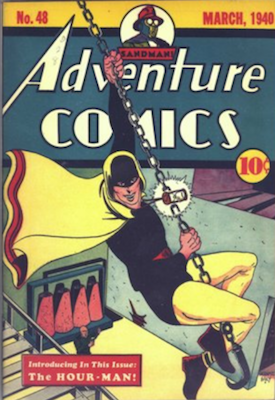 Adventure Comics #48: 1st appearance of Hour-Man. A very rare comic. Click for values