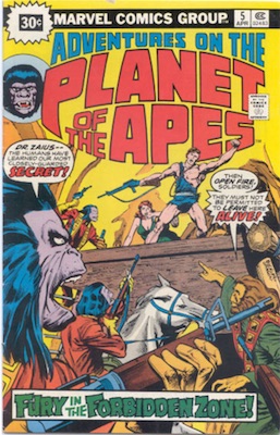 Adventures on the Planet of the Apes #5 30 Cent Price Variant April, 1976. Starburst Blurb