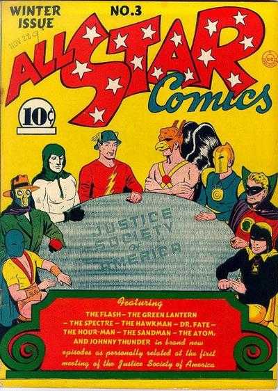 All-Star Comics #3: Origin and First Appearance, Justice Society of America (JSA). A key golden age comic book. Click for values