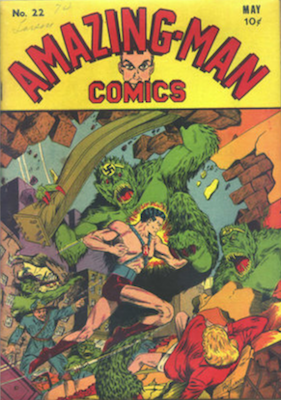Amazing-Man Comics #22: Classic cover; Hitler appearance. Click for values