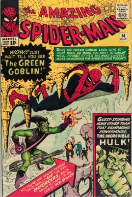 Spider-Man Villains: The Green Goblin (Amazing Spider-Man #14, July, 1964). Click for values