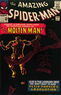 Molten Man: Spiderman Villains List. First appearance Amazing Spider-Man 28. Click for value