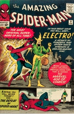 Origin and First Appearance, Electro, ﻿Amazing Spider-Man #9﻿, Marvel Comics, 1964. Click for value