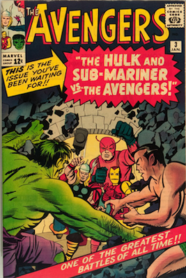 Avengers #3 (Marvel, 1964): First Thor vs Hulk comic; First Hulk and Namor the Sub-Mariner Team Up. Click for values