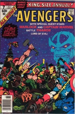 Avengers Annual #7: Adam Warlock dies. Click for values.