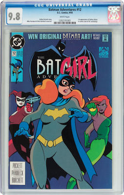 CGC 9.8s of Batman Adventures #12 are red hot, but fairly common. You don't want to be the mug buying mid-grade copies of this book for $$$. Click to buy a copy from Goldin