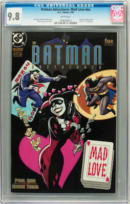 While it's much more affordable, prices for Batman Adventures: Mad Love are softening. Still technically the first appearance of Harley Quinn in continuity. Click to buy a copy
