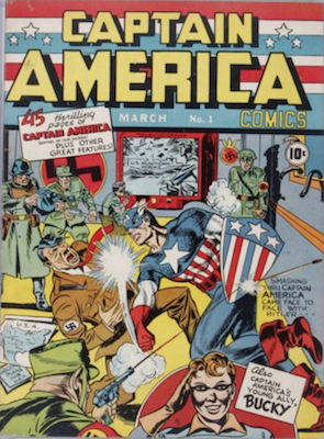 Captain America Comics #1 Patriotic cover to appeal to WW2 readership. Click for values