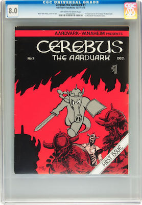 There are few choices when it comes to Cerebus the Aardvark #1. The best you can get may well be in the CGC 8.0 range. Click to buy