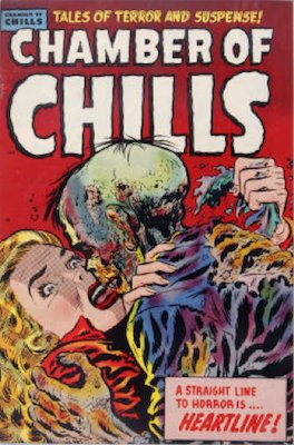 Chamber of Chills #23 (1954): Classic horror comic books cover, Woman kissing Zombie! Click for value