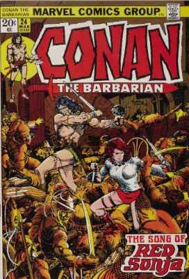 Conan the Barbarian #24: First Red Sonja Cover appearance. Click for value